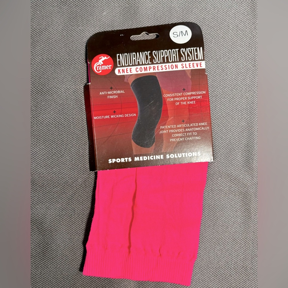 Cramer Hot Pink S/M Knee Compression Sleeve Endurance Support System Latex Free